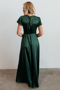 Krystal Satin Wrap Gown | Green ...